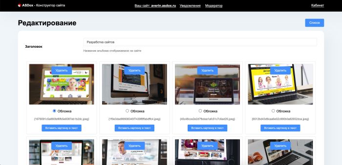 Создай сайт-портфолио с новым разделом Галерея ASDox